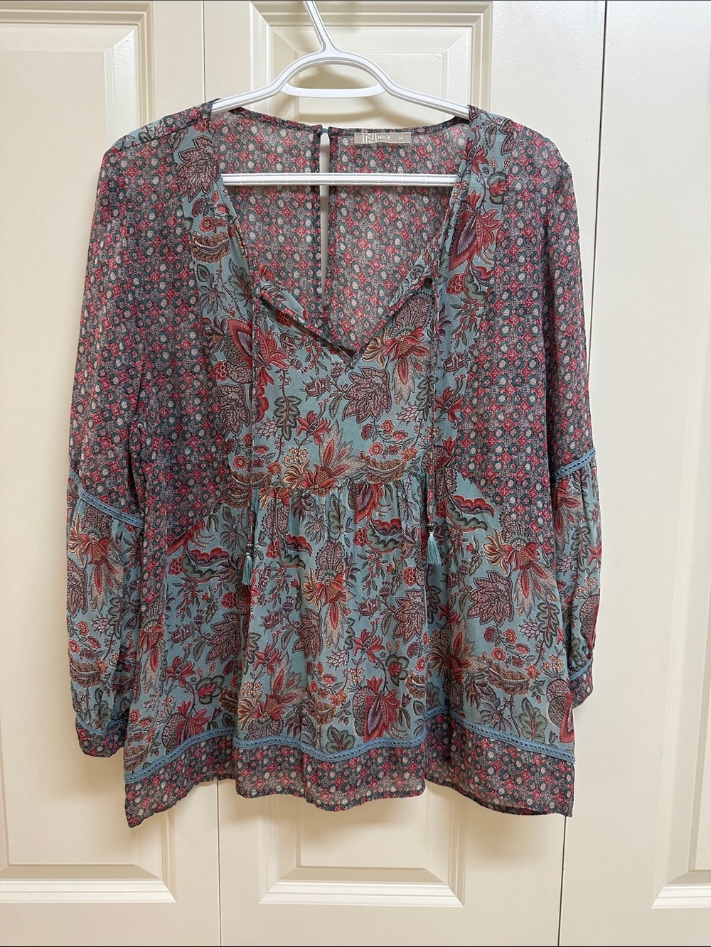 Nile brand Boho Floral Peasant Blouse